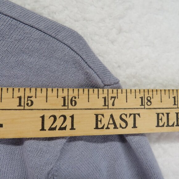 J Jill Cardigan Sweater Womens Large Lavender Gray Button Front Smocked Back - Picture 8 of 10